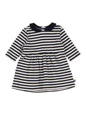 Petit Bateau Striped Dress 3Y Navy White Long Sleeve Peter Pan Collar